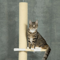 HKM-4782653 Adjustable 4-Tier Floor to Ceiling Cat Tree with Scratch Posts and Plush Platforms for Cats Under 10 lbs