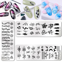 HKM-478291 Stainless Steel Nail Printing Plates - Small Square Design, Multiple Models Available
