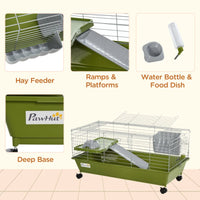 HKM-4783037 Spacious Multi-Level Small Animal Cage with Ramp and Feeder - Ideal for Rabbits, Guinea Pigs, and Chinchillas