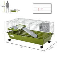 HKM-4783037 Spacious Multi-Level Small Animal Cage with Ramp and Feeder - Ideal for Rabbits, Guinea Pigs, and Chinchillas
