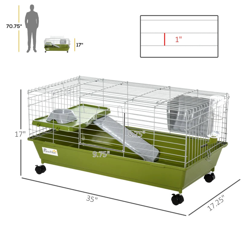 HKM-4783037 Spacious Multi-Level Small Animal Cage with Ramp and Feeder - Ideal for Rabbits, Guinea Pigs, and Chinchillas