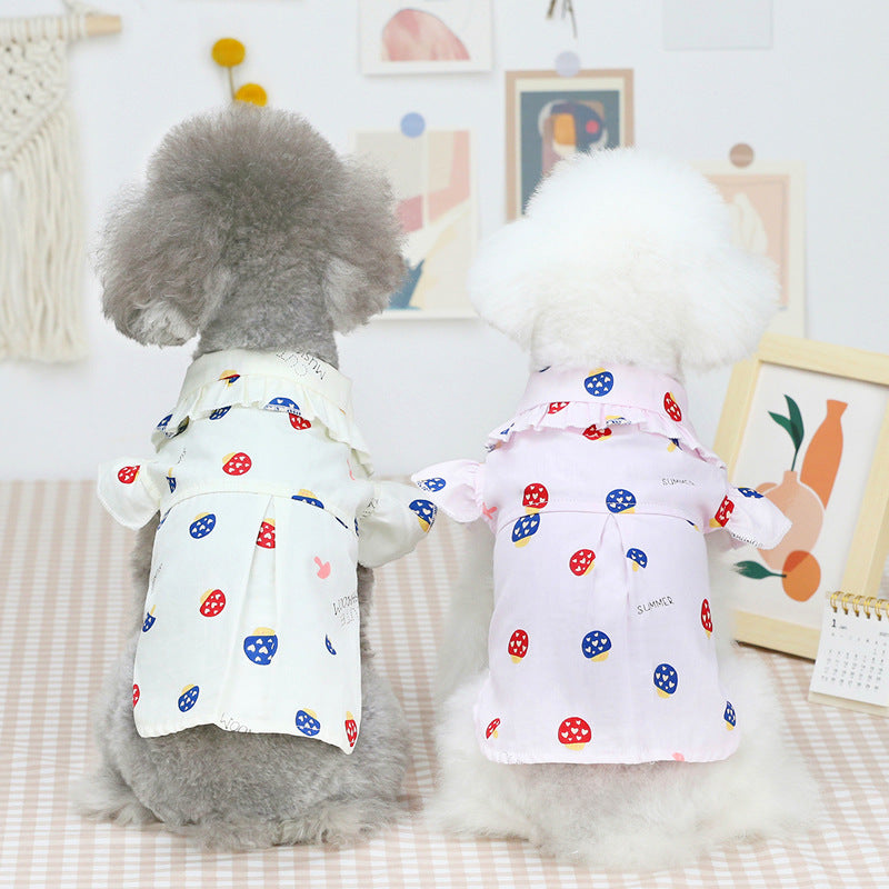HKM-4783549 Thin Cotton Pet Shirt for Small to Large Dogs - Available in Pink and Beige