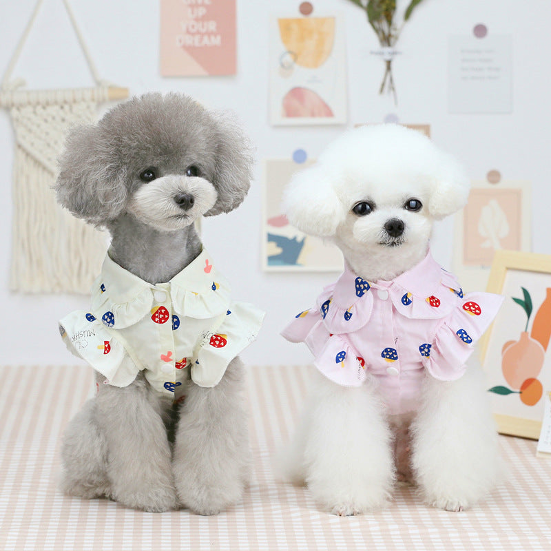 HKM-4783549 Thin Cotton Pet Shirt for Small to Large Dogs - Available in Pink and Beige