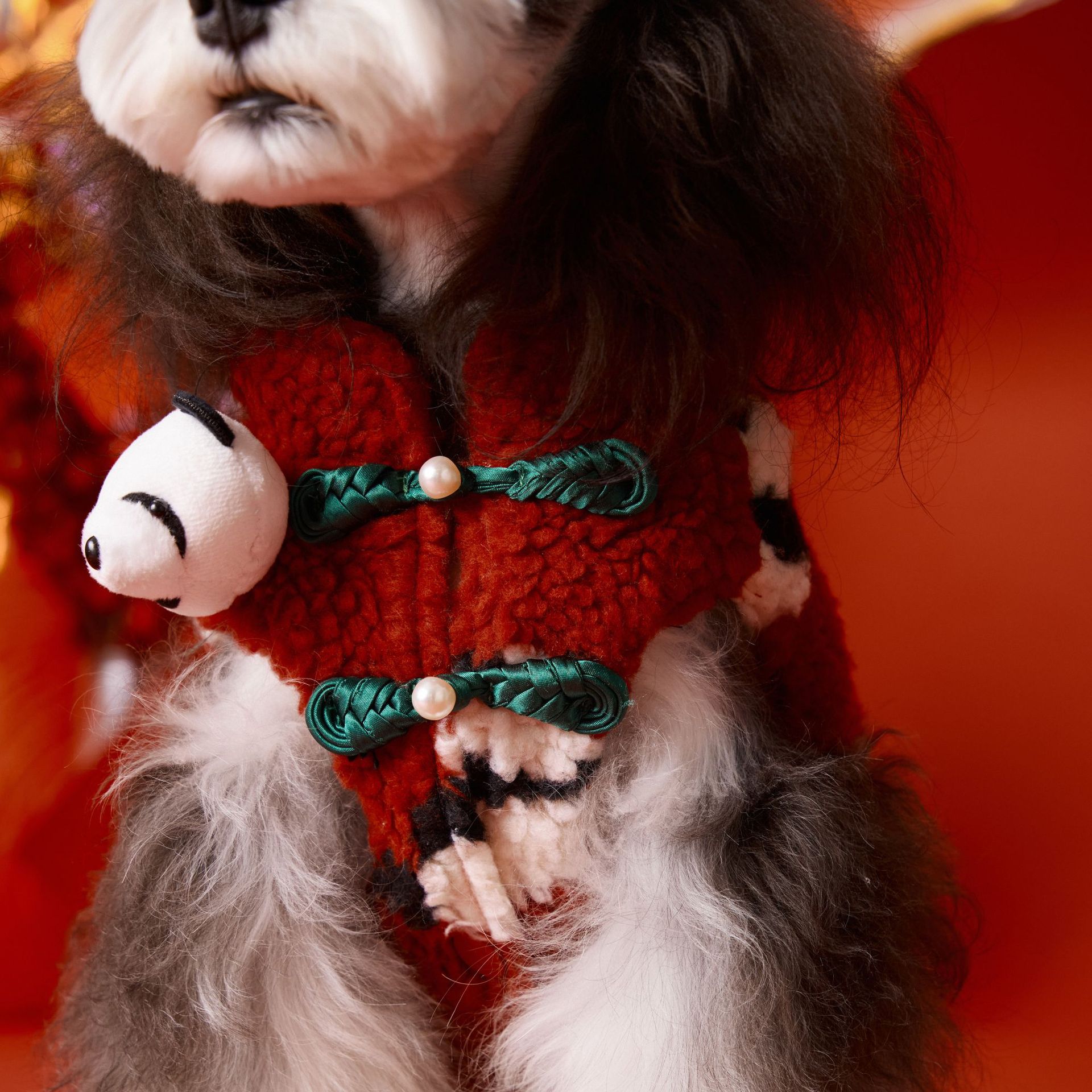 HKM-4784957 Festive Red Chinese New Year Dog Vest Clothing for Pets, Sizes XS-XXL