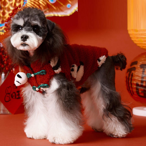 HKM-4784957 Festive Red Chinese New Year Dog Vest Clothing for Pets, Sizes XS-XXL