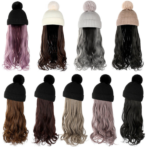 HKM-478547 Removable Woolen Cap with Long Curly Hair for Stylish Look