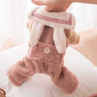 HKM-4785725 Thick Winter Dog Overalls in Dark Pink and Dark Coffee