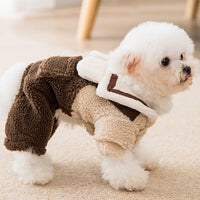 HKM-4785725 Thick Winter Dog Overalls in Dark Pink and Dark Coffee