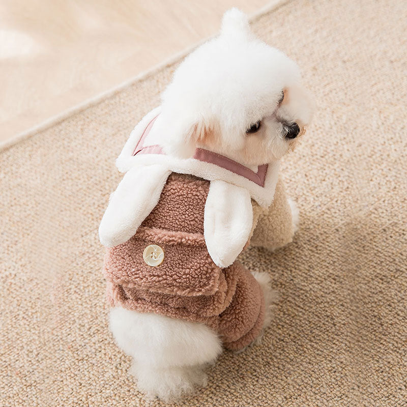 HKM-4785725 Thick Winter Dog Overalls in Dark Pink and Dark Coffee