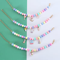 HKM-4787133 Colorful Macaron Pearl Dream Moon Headdress and Meteor Rabbit Collar Accessories Set