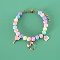 HKM-4787133 Colorful Macaron Pearl Dream Moon Headdress and Meteor Rabbit Collar Accessories Set