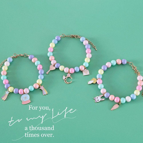 HKM-4787133 Colorful Macaron Pearl Dream Moon Headdress and Meteor Rabbit Collar Accessories Set