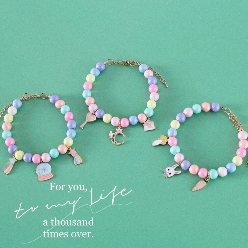 HKM-4787133 Colorful Macaron Pearl Dream Moon Headdress and Meteor Rabbit Collar Accessories Set