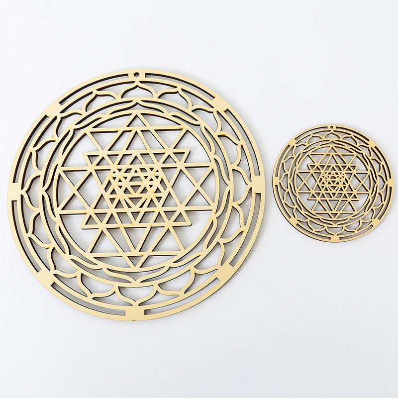 HKM-478803 Sacred Geometry Basswood Wall Pendant - Elegant Abstract Home Decor