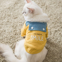HKM-4789309 Thick Winter Pet Coat Jacket for Dogs and Cats, Soft Denim Fabric with Lamb Velvet Lining