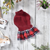 HKM-4789693 Plaid Wool Skirt for Pets - Autumn and Winter Dog Apparel
