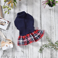 HKM-4789693 Plaid Wool Skirt for Pets - Autumn and Winter Dog Apparel