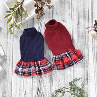 HKM-4789693 Plaid Wool Skirt for Pets - Autumn and Winter Dog Apparel