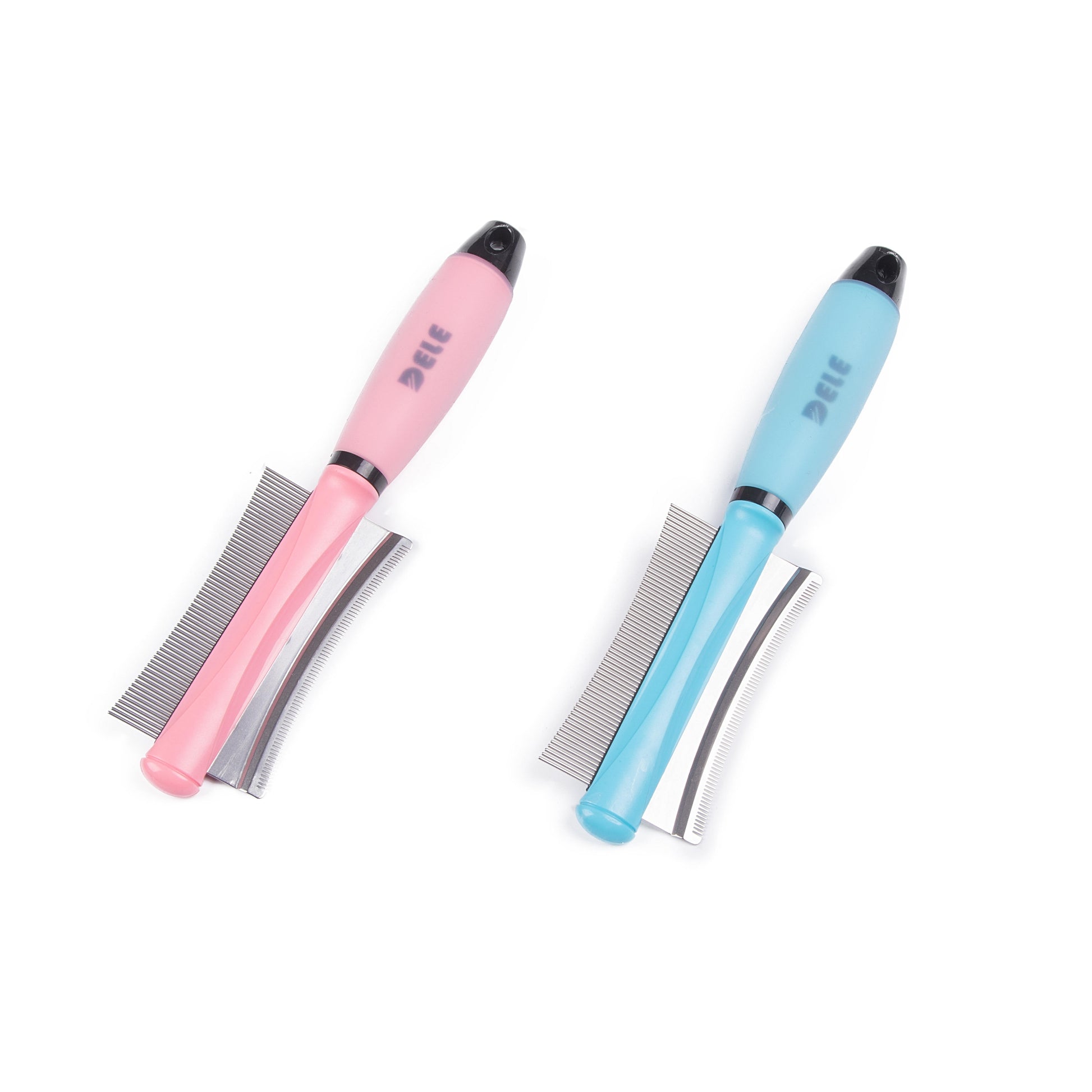 HKM-4790717 Pet Hair Removal Brush for Dogs and Cats - Silicone Knot Comb in Blue and Pink