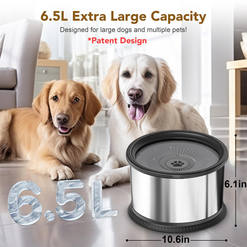 HKM-4790973 Large Capacity Stainless Steel Non-Slip Splash-Proof Pet Water Bowl - 2.5L, 3.5L, 4.5L Options