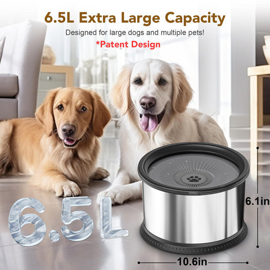 HKM-4790973 Large Capacity Stainless Steel Non-Slip Splash-Proof Pet Water Bowl - 2.5L, 3.5L, 4.5L Options