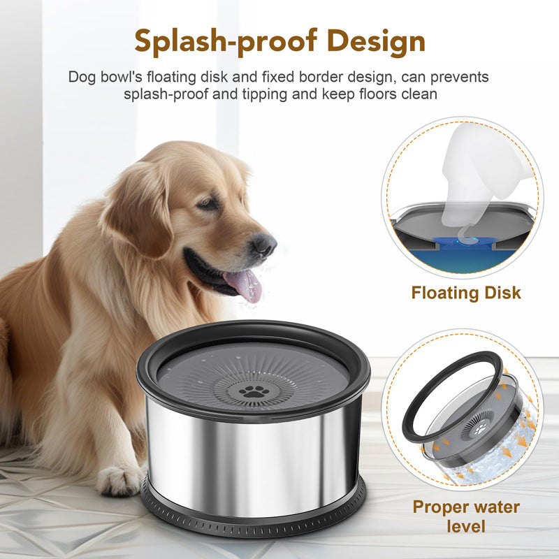 HKM-4790973 Large Capacity Stainless Steel Non-Slip Splash-Proof Pet Water Bowl - 2.5L, 3.5L, 4.5L Options