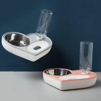 HKM-4791101 Heart-Shaped Dual-Use Pet Bowl with Moisture-Proof Design in Pink, Blue, and Grey