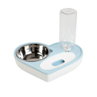HKM-4791101 Heart-Shaped Dual-Use Pet Bowl with Moisture-Proof Design in Pink, Blue, and Grey