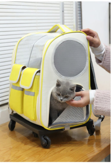 HKM-4791357 Large Capacity Portable Pet Trolley Backpack Convenient for Cats and Small Dogs