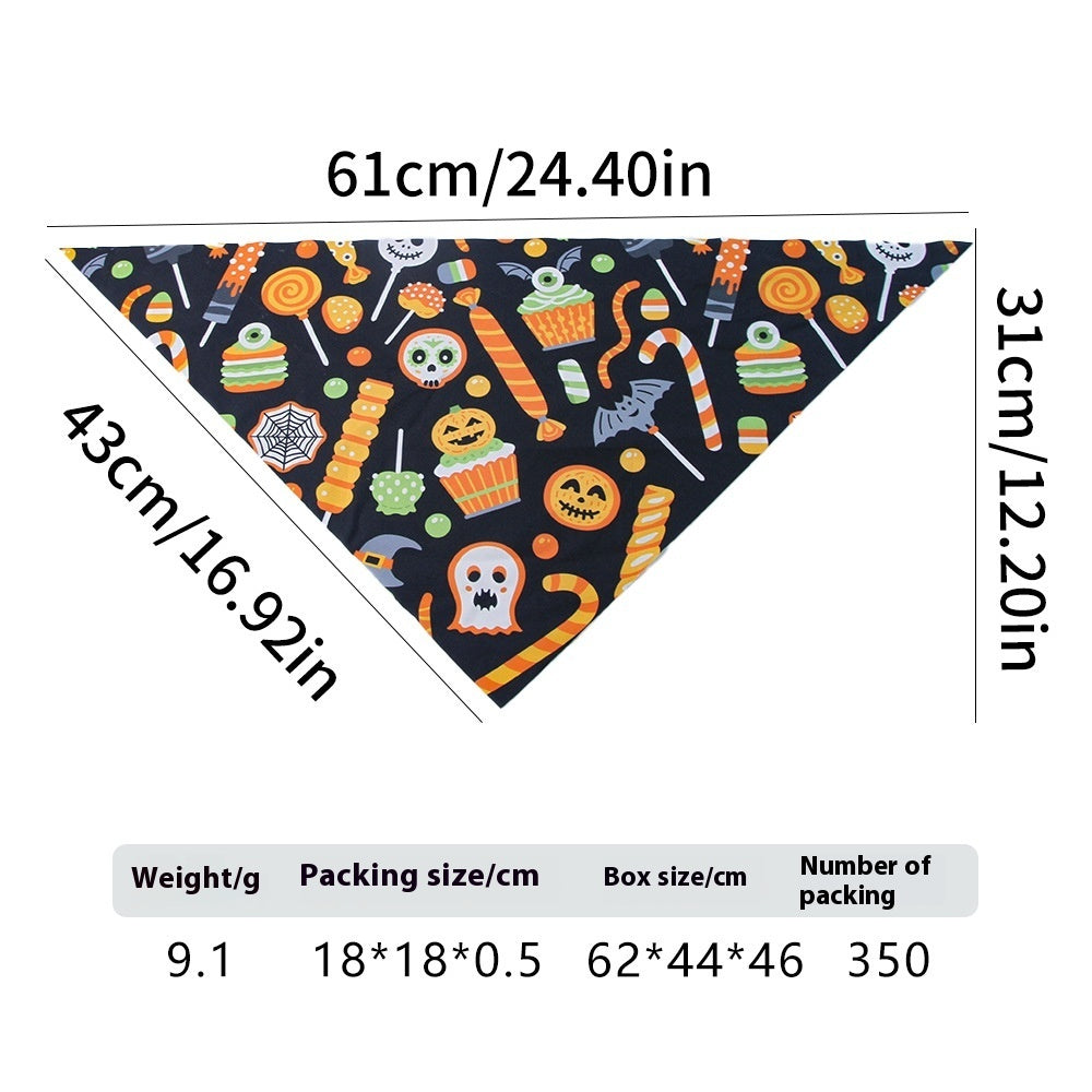 HKM-4792509 Halloween Skull Print Triangular Baby Bib for Pets - Polyester British Style