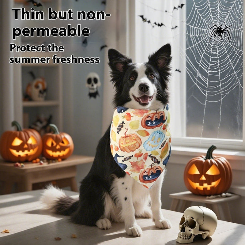 HKM-4792509 Halloween Skull Print Triangular Baby Bib for Pets - Polyester British Style