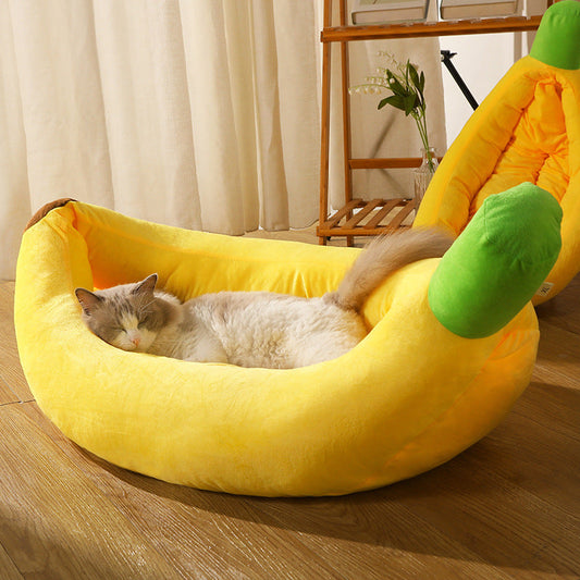 HKM-479251 Banana Nest Removable and Washable Pet Cushion Mat for Cats - Multiple Sizes Available