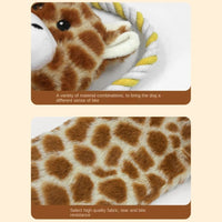 HKM-4794557 Stuffed Animal-Shaped Squeaky Dog Toy with Durable Rope, Elephant/Zebra Design for Interactive Play