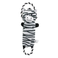 HKM-4794557 Stuffed Animal-Shaped Squeaky Dog Toy with Durable Rope, Elephant/Zebra Design for Interactive Play