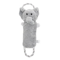 HKM-4794557 Stuffed Animal-Shaped Squeaky Dog Toy with Durable Rope, Elephant/Zebra Design for Interactive Play
