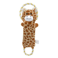 HKM-4794557 Stuffed Animal-Shaped Squeaky Dog Toy with Durable Rope, Elephant/Zebra Design for Interactive Play