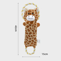 HKM-4794557 Stuffed Animal-Shaped Squeaky Dog Toy with Durable Rope, Elephant/Zebra Design for Interactive Play
