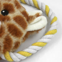HKM-4794557 Stuffed Animal-Shaped Squeaky Dog Toy with Durable Rope, Elephant/Zebra Design for Interactive Play
