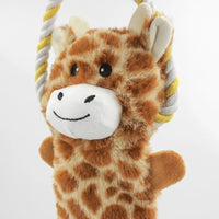 HKM-4794557 Stuffed Animal-Shaped Squeaky Dog Toy with Durable Rope, Elephant/Zebra Design for Interactive Play