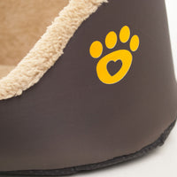 HKM-4794941 Cozy Round Soft Warm Wool Dog Bed in Brown ¨C Breathable Fleece with PP Cotton Fill