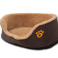 HKM-4794941 Cozy Round Soft Warm Wool Dog Bed in Brown ¨C Breathable Fleece with PP Cotton Fill