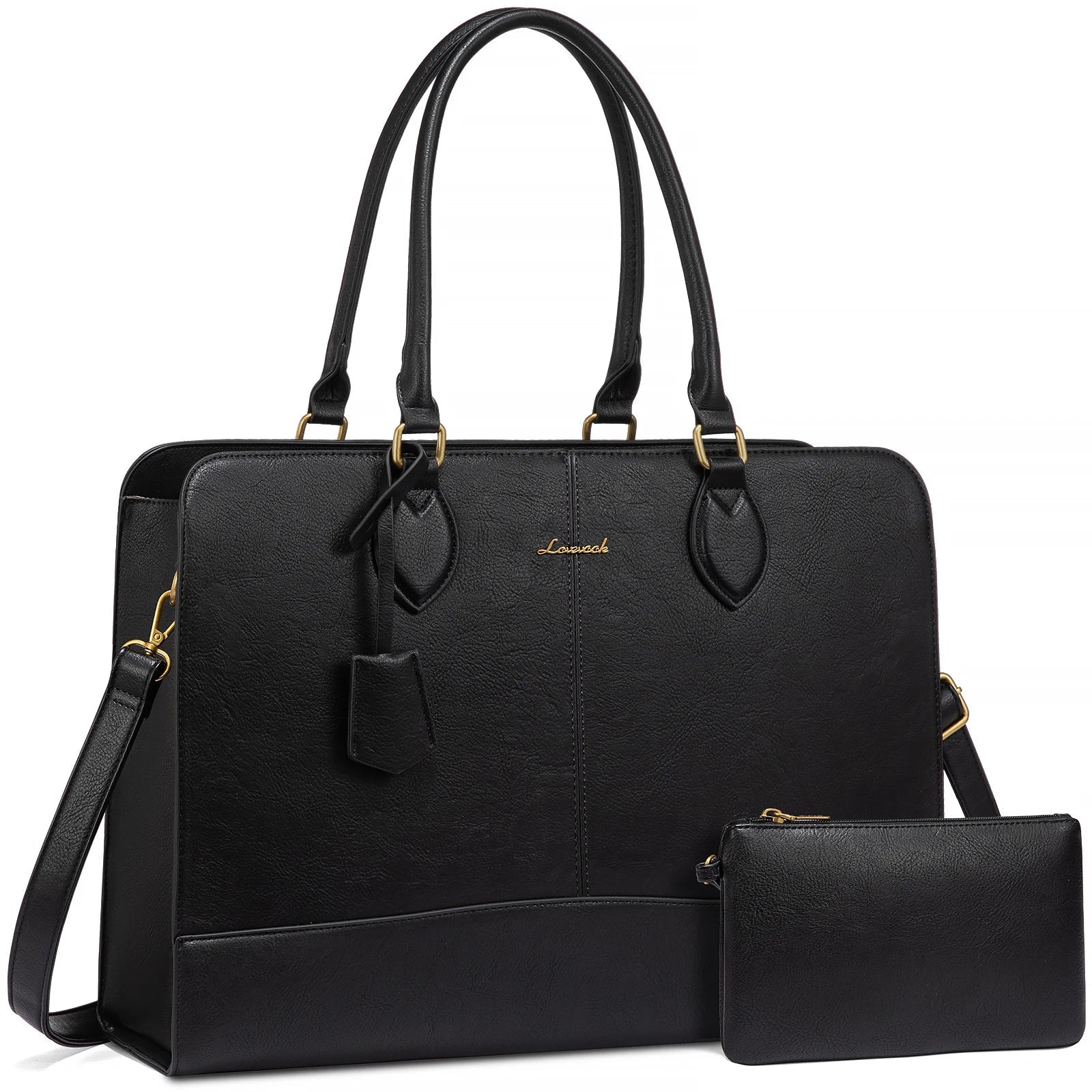 HKM-479507 Large Waterproof Leather Laptop Tote Bag for Women - Fits 15.6-17 Inch Laptops, Ideal for Business and Office Use