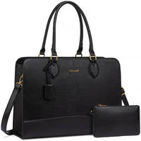 HKM-479507 Large Waterproof Leather Laptop Tote Bag for Women - Fits 15.6-17 Inch Laptops, Ideal for Business and Office Use