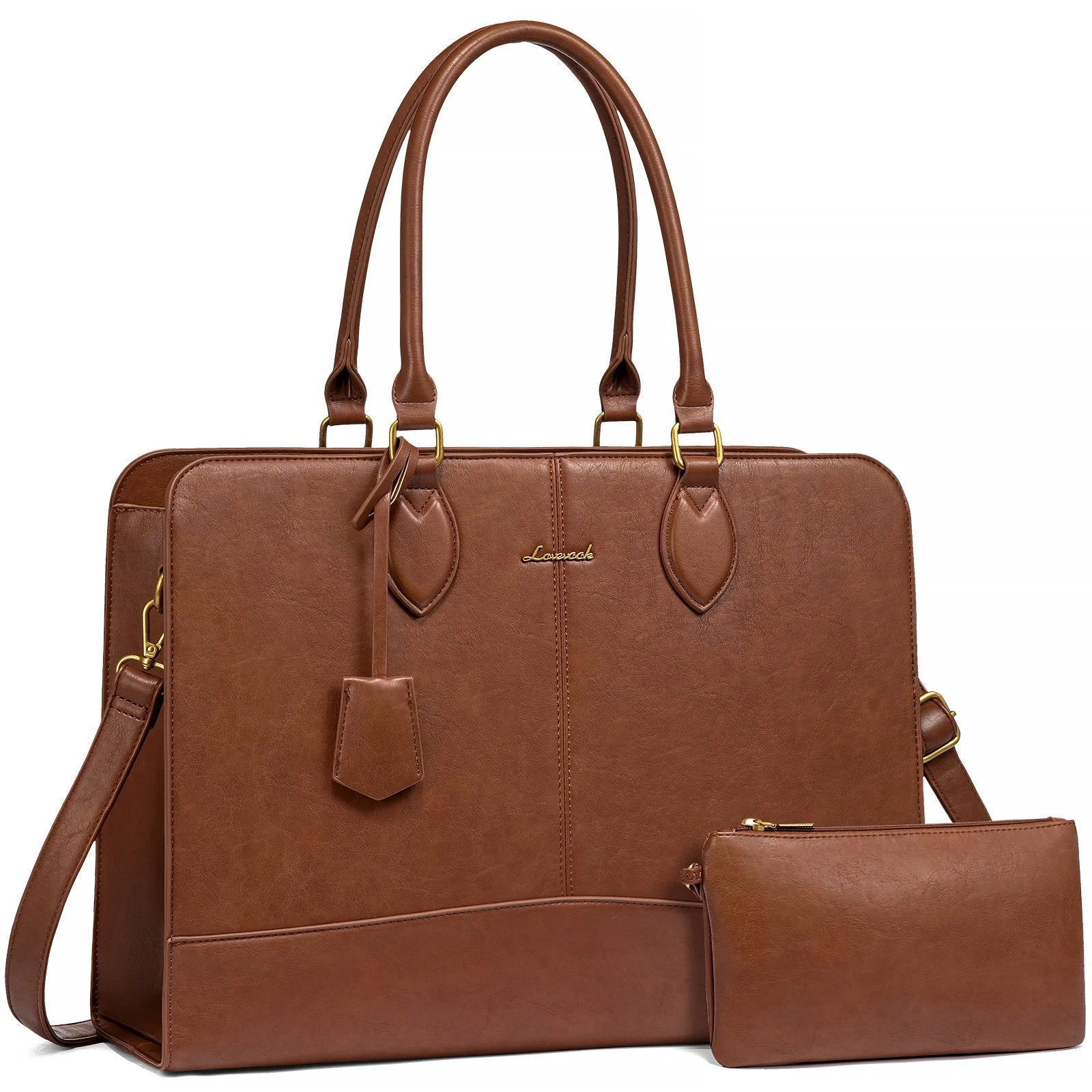 HKM-479507 Large Waterproof Leather Laptop Tote Bag for Women - Fits 15.6-17 Inch Laptops, Ideal for Business and Office Use