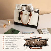 HKM-479507 Large Waterproof Leather Laptop Tote Bag for Women - Fits 15.6-17 Inch Laptops, Ideal for Business and Office Use