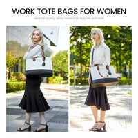 HKM-479507 Large Waterproof Leather Laptop Tote Bag for Women - Fits 15.6-17 Inch Laptops, Ideal for Business and Office Use