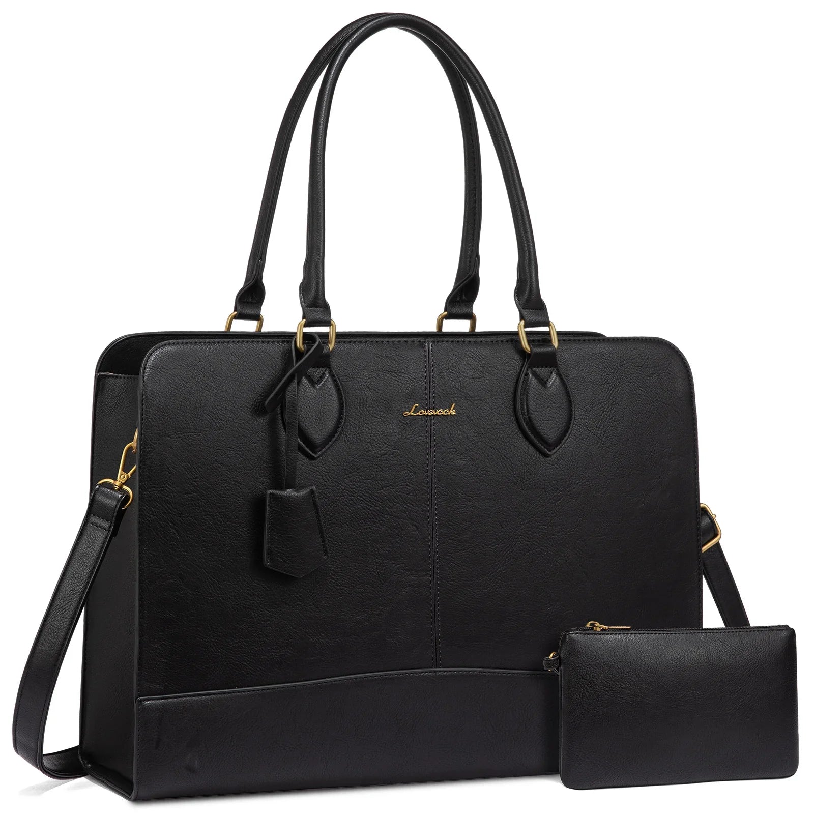HKM-479507 Large Waterproof Leather Laptop Tote Bag for Women - Fits 15.6-17 Inch Laptops, Ideal for Business and Office Use