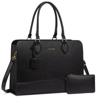 HKM-479507 Large Waterproof Leather Laptop Tote Bag for Women - Fits 15.6-17 Inch Laptops, Ideal for Business and Office Use