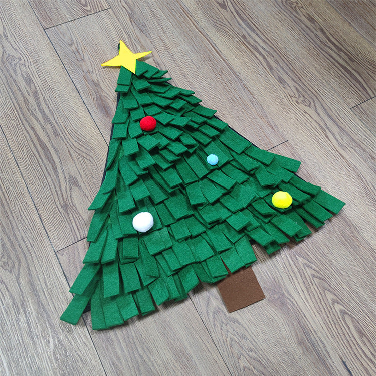 HKM-4795709 Christmas Tree Design Felt Dog Training Blanket - 45x45cm Pet Toy