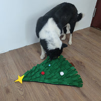 HKM-4795709 Christmas Tree Design Felt Dog Training Blanket - 45x45cm Pet Toy